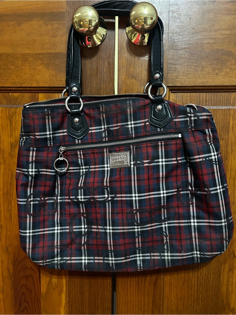 Coach Plaid Tote Bag with Black Handles - Unbranded